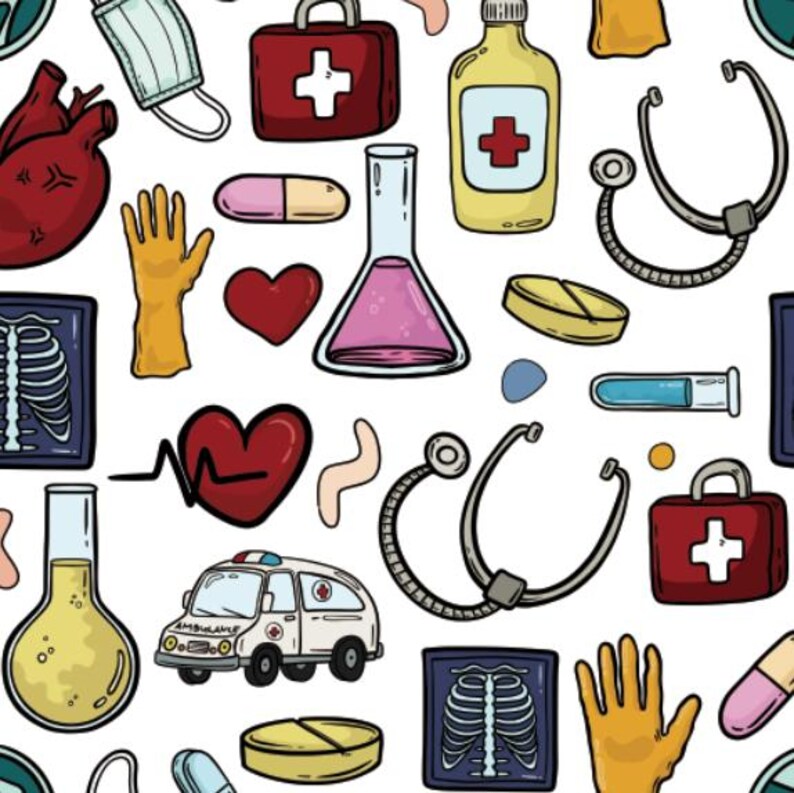 Medical Patterns Cotton Fabric, Sold by the Yard - Etsy
