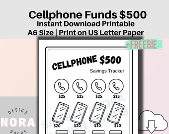 Cellphone Funds 500 Saving Challenge | Saving Tracker| Finance |Printable PDF| |Fits A6 Envelope | Cellphone Smart phone