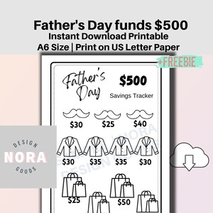 Desafío de ahorro Mini 500 para el Día del Padre / Rastreador de ahorros / Finanzas / PDF imprimible / Cabe en sobres A6 / Fondos de ahorro familiar