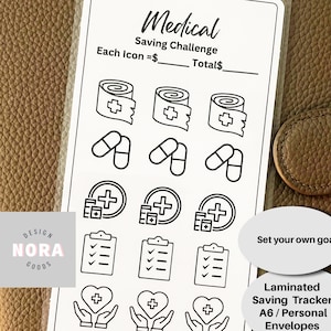 Medical Funds Saving Challenge Tracker/Laminated Saving Tracker/A6 Personal /Cash Saving Challenges |Budgeting mini saving /Medical Expenses