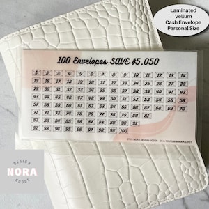 Sobres de ahorro de 100 sobres/Ahorro 5050/Tamaño personal/Sobre de vitela laminado/Minimalista/Sobres para dinero A6