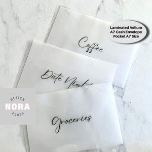 Sobre de efectivo A7 / Sobre de vitela laminado / Sobres de efectivo de bolsillo / Minimalista / Personalizar sobres de dinero