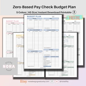 A5 Zero Based Budget Printable: Monthly Budget Planner (5 Colors ...