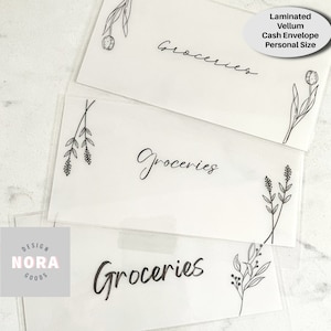 Sobres para efectivo tamaño A6 personalizados con diseño floral/Sobres de papel vitela laminado esmerilado/Sobres para efectivo/Minimalistas/Sobres para dinero personalizados tamaño A6