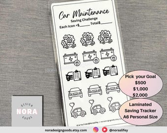 Car Maintenance Savings Challenge: Laminated A6 Tracker