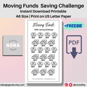 Moving Funds Saving Challenge | Moving Saving Tracker| Finance |Printable PDF| |Fits A6 Envelope | House moving dorm saving