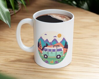 Adventure Van Ceramic Mug: Road Trip Coffee Lover Gift