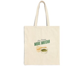 Matcha Lover Cotton Canvas Tote Bag: Eco-Friendly Reusable Grocery Bag