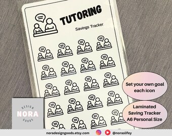 Tutoring Funds Saving Challenge Tracker: Laminated A6 Tracker