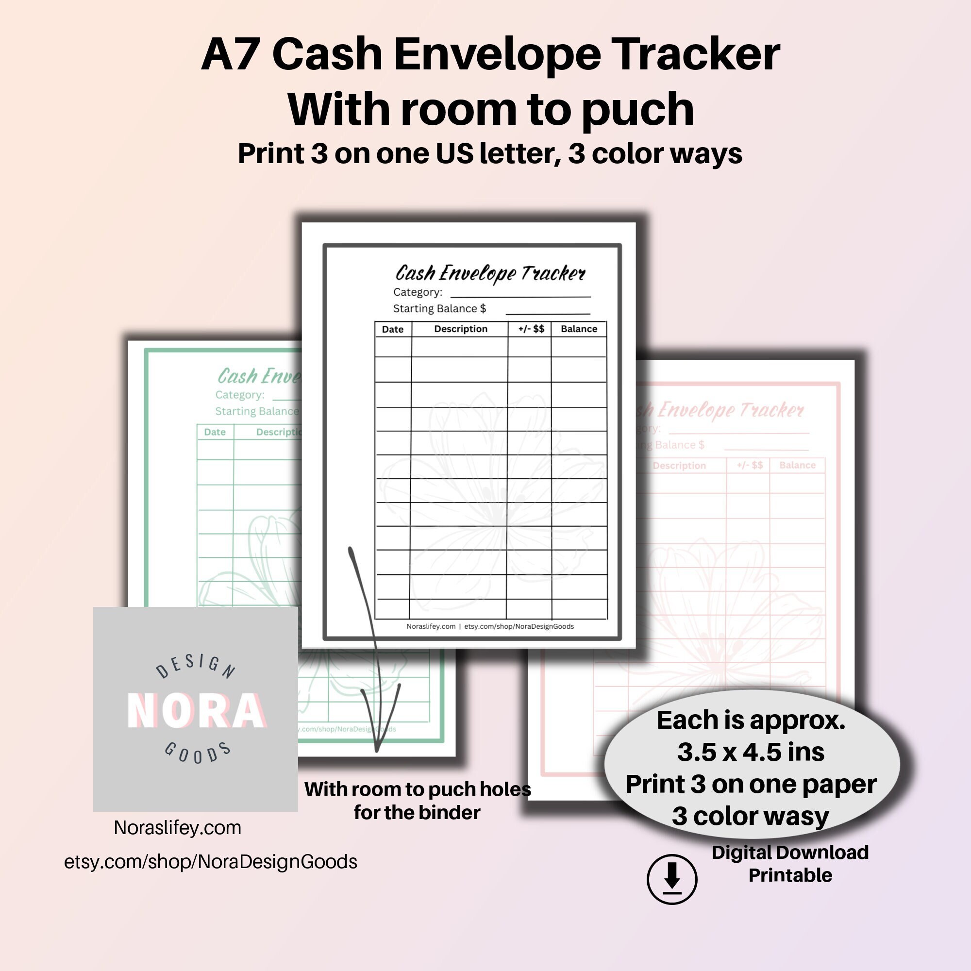 A7 Cash Envelope Tracker Personal Tracker / Saving Tracker /A6 Etsy
