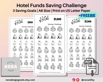 Hotel Funds Saving Challenge: A6 Trackers (PDF Printable)