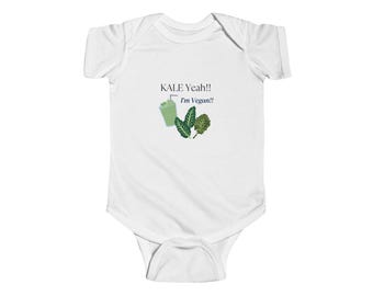 Fun Baby Onesie, Vegan Bodysuit | Kale Yeah!! Baby Onesie, Cute Baby Gift, Baby Shower Outfit, Eco-Friendly Cotton Bodysuit