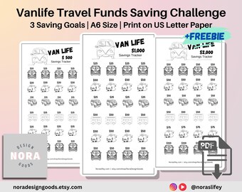 Vanlife Savings Challenge: Travel Funds Tracker (PDF Download)