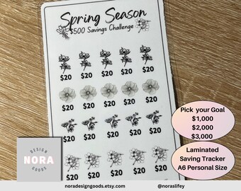 Spring Savings Challenge Tracker: Laminated A6 Personal
