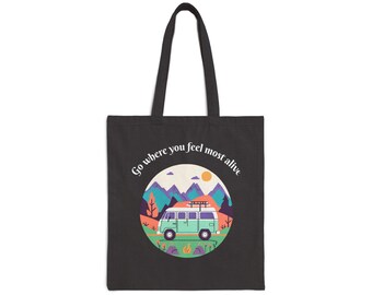 Adventure Cotton Canvas Tote Bag: Eco-Friendly Travel Grocery Bag