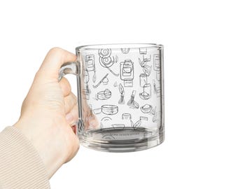 Matcha Mood Doodle Glass Mug - 10oz