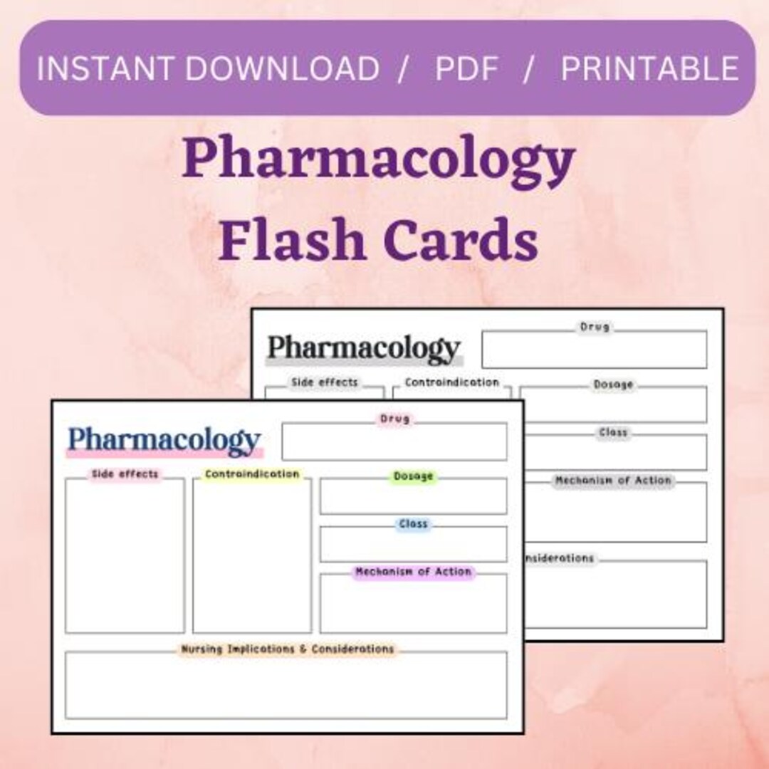 Pharmacology Flash Cards - Etsy