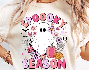 Spooky Season Png, Cute Ghost Png, Halloween Sublimation Digital Design Download, Ghost Png, Teacher Png,  Floral Ghost Png