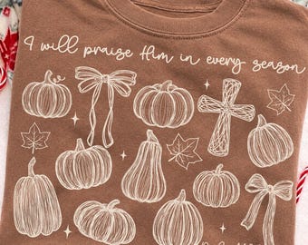 Retro Fall For Jesus PNG: I Will Praise Him In Every Season Png, Christian Design, Pumpkin Season (Digital Download)