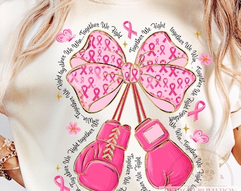 Coquette Boxing Gloves PNG, Breast Cancer Awareness Png, Preppy Pink Bow Boxing Gloves Png, Fight Like A Girl Shirt Design, Digital Download