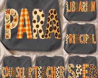 Teacher Fall PNG Bundle: School Staff Png, Retro Varsity Floral Pumpkin Png, Fall Vibes Png, Digital Download