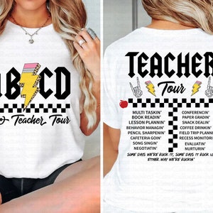 Abcd The Teacher Tour SVG、Teacher Tour SVG、Teacher World Tour SVG、Rock And Roll Teacher SVG、Abcd Teacher SVG デジタルダウンロード