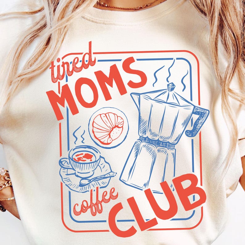 Tired Moms Club PNG: Coquette Mother's Day Png, Striped Motherhood, Funny Mom Life Png, Trendy Mom (Digital Download) image 2