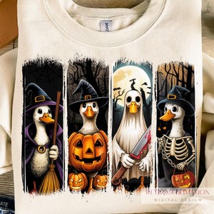 Vintage Halloween Duck Png, Cute Witch Goose Sublimation, Skeleton Duck Png, Retro Halloween Png, Funny Spooky Goose Png, Trick or Treat Png