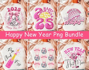 New Year 2025 Coquette Bow Png Bundle, Party Like Its 2025 Png, Hello 2025 Png, Disco Ball Png, Cheers To New Year Png, New Year Shirt