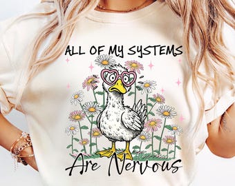 Todos mis sistemas están nerviosos, ganso tonto de salud mental, ganso ansioso, ganso ansioso