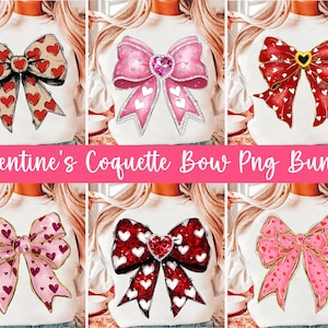 Coquette Valentine Png Bundle, Valentines Day Heart Coquette Bow Png, Happy Valentine's Day Png, Love Season Png, Glitter Valentine Png