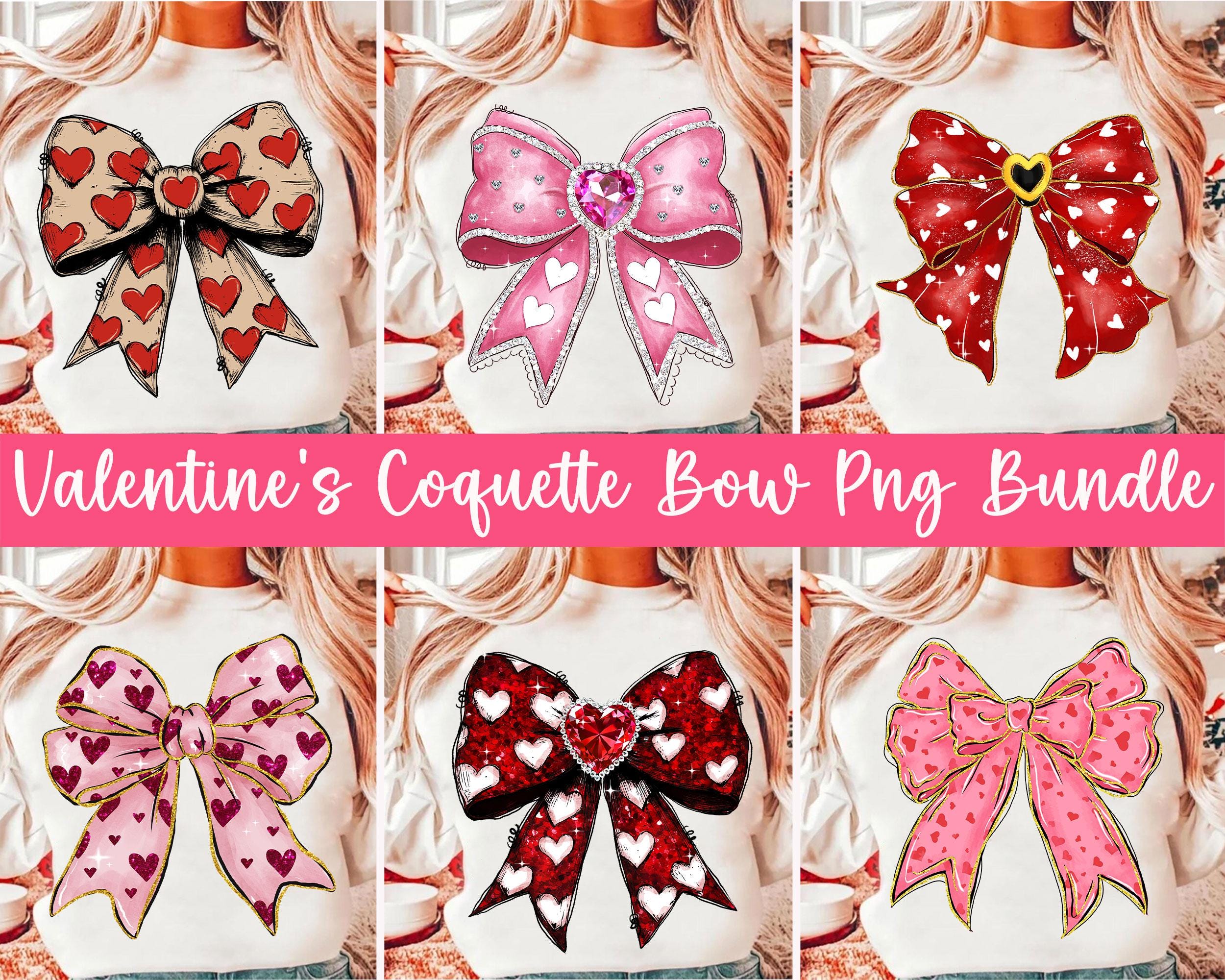 Coquette Valentine Png Bundle, Valentines Day Heart Coquette Bow Png ...