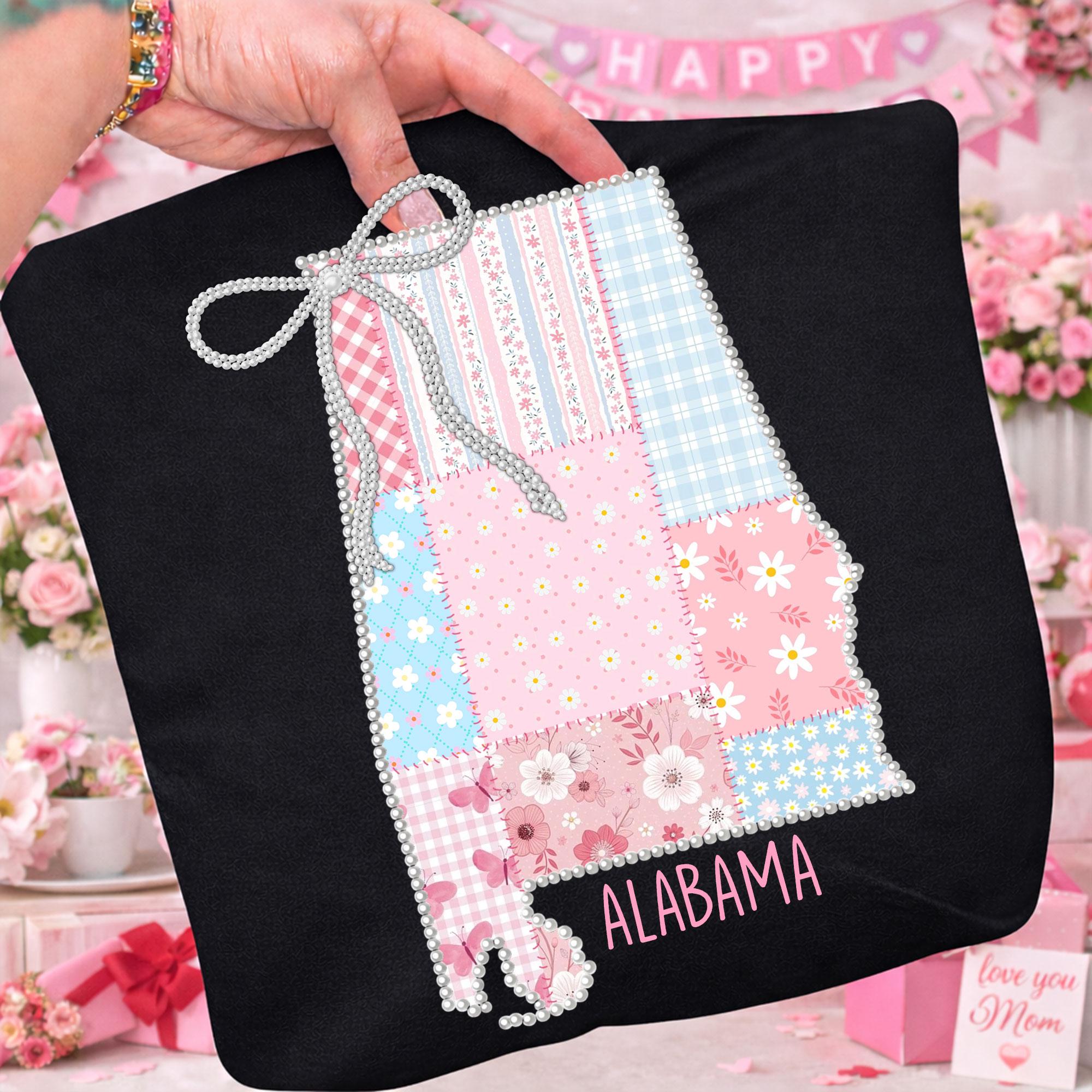 State Patchwork Floral Patchwork State PNG: Pearl Bow State Design, Girly Trendy State ...