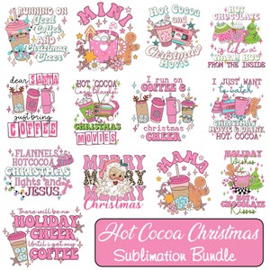 Hot Cocoa Christmas Png Bundle, Christmas Coffee Png Bundle, Pink Christmas Png, Pink Santa Png, Retro Christmas Png, Christmas Gifts