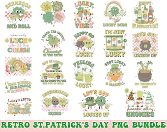 Retro St Patrick Png Bundle, Retro St Patrick Png, Happy Patrick's Day, St Patricks Day Png, St Patricks Png, irish day png, lucky vibes png