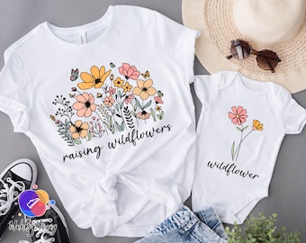 Raising Wildflowers And Wildflower Png, Retro Floral Mama Png, Mothers Day Png, Mama Floral Png, Gift For Mom and Daughter Png