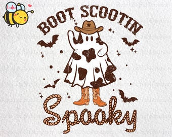 Boot Scootin Spooky Png, Western Halloween Png, Cowboy Ghost Png, Spooky Season Png, Happy Halloween Png, vintage Ghost Halloween