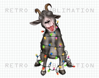 Funny Christmas Goat Farm Png, Christmas Lights Png, Farm Animal Png, Merry Christmas PNG, Christmas Design, Christmas Gifts, Christmas Png