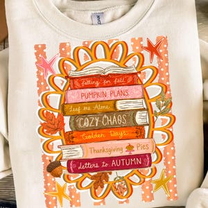 Libros de lectura de otoño PNG: Todo reservado para el otoño PNG, Otoño a rayas PNG, Diseño acogedor para amantes de los libros, Amante de los libros (Descarga digital) imagen 6
