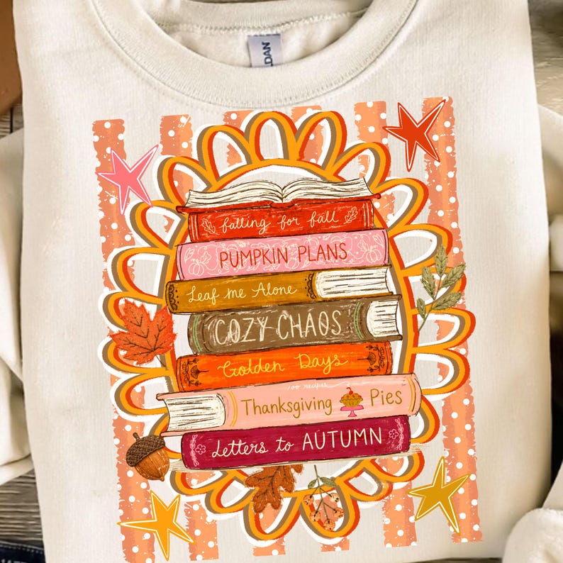 Libros de lectura de otoño PNG: Todo reservado para el otoño PNG, Otoño a rayas PNG, Diseño acogedor para amantes de los libros, Amante de los libros (Descarga digital) imagen 6