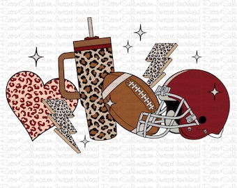 Rugby Item Png, Heart Design Png, American Football Helmet Png File, Game Day Football Png, Red Design Download Sublimation
