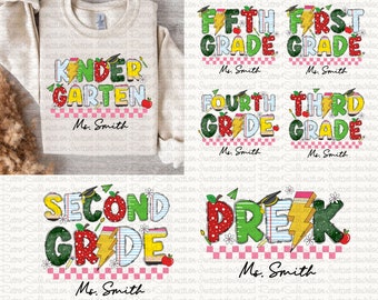 Pre-k, Kindergarten Bundle Png, Teacher Shirt Design, First Day Of School Png, School Png, School Design, Bundle Png, Png Digital Download