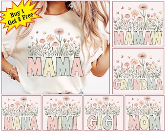 Wildflowers Mama Png Bundle, Mama Grandma Mamaw Mimi Mom Png, Mothers Day Png, Mama Varsity Png, Floral Spring Png, Mother's Day Shirt
