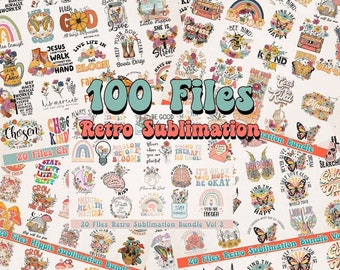 Retro Groovy Png Bundle, Wildflower png, Hippie Png, Floral Groovy Png, Mental health Retro Png, Good Vibes Png, Inspirational Sublimation