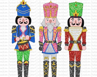 Glitter Nutcrackers Christmas PNG: Holiday Clipart (Digital Download)