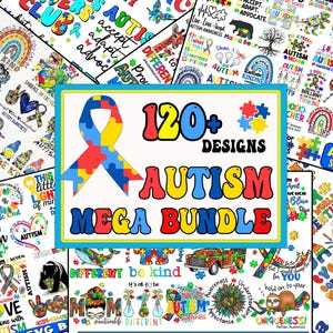 120 plików Autism Bundle Png Svg, Autism Mega Bundle, Autism Png, Autism Awareness Png, Puzzle Png, Autism Ribbon Png, Puzzle Piece, Autism shirt