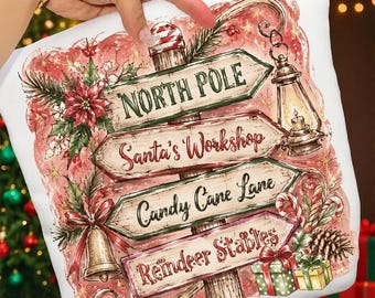 Retro Christmas Signpost PNG,:Christmas Png, North Pole Png , Santa's Workshop Png, Trendy Xmas (Digital Download)