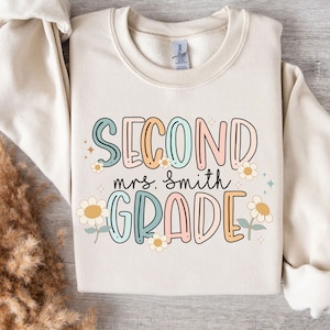 Custom Name Second Grade Png, First Day Of School Png, Digital Design, 2nd Grade Back To School Png, Retro Teacher Png Sublimation