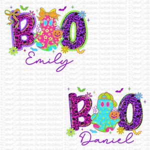 Personalized Neon Boo Ghost Png, Halloween Boo Png, Custom Name Halloween for Kids, Spooky Kids Png, Ghost Boy Girl Toddler Shirt, Digital