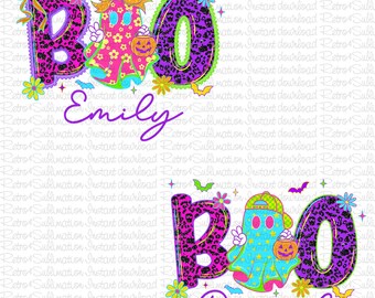 Personalized Neon Boo Ghost Png, Halloween Boo Png, Custom Name Halloween for Kids, Spooky Kids Png, Ghost Boy Girl Toddler Shirt, Digital